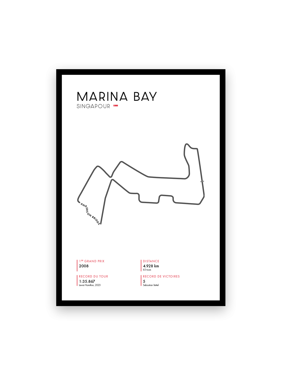 Affiche circuit Marina Bay - Blanche
