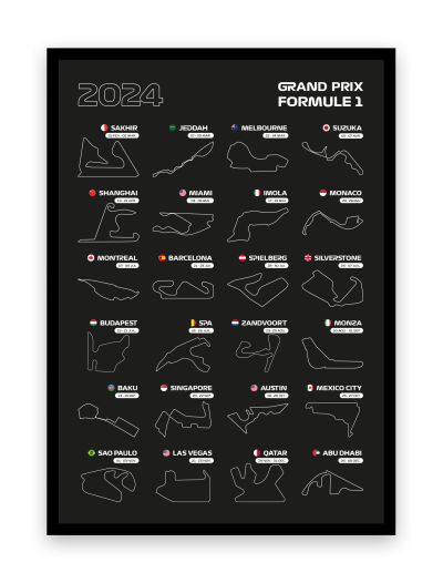 Affiche Calendrier F1 - Saison 2024