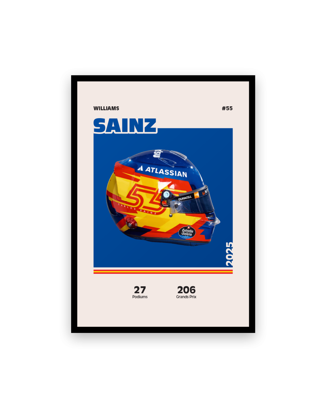 Affiche casque Formule 1 Carlos Sainz Saison 2025 - Canap Club Affiche casque Formule 1 Carlos Sainz Saison 2025 - Canap Club