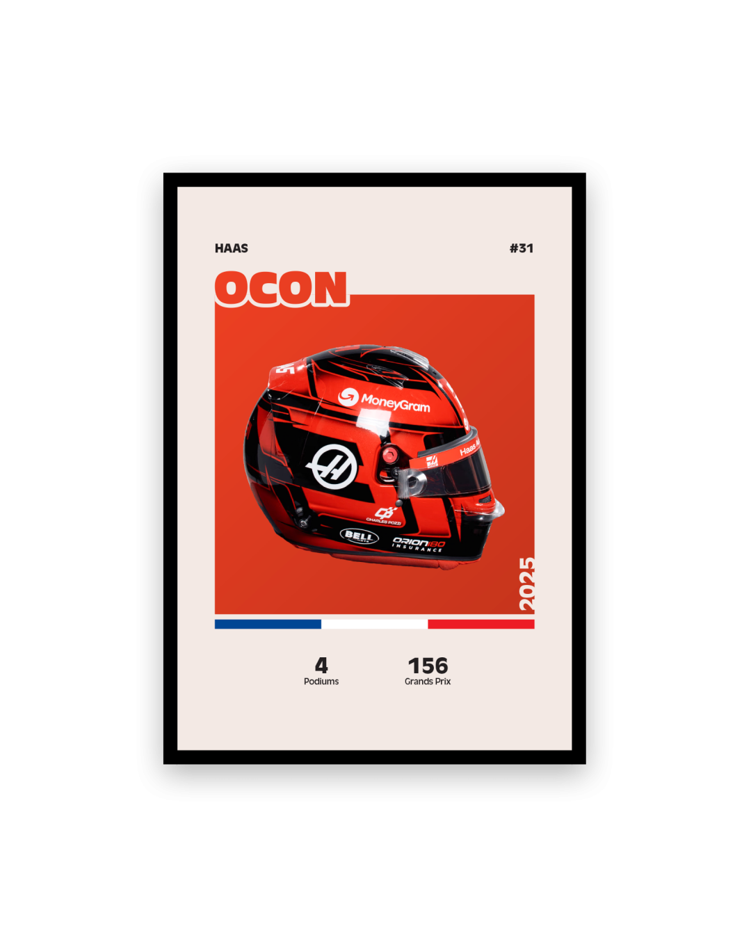 Affiche casque Formule 1 Esteban Ocon Saison 2025 - Canap Club