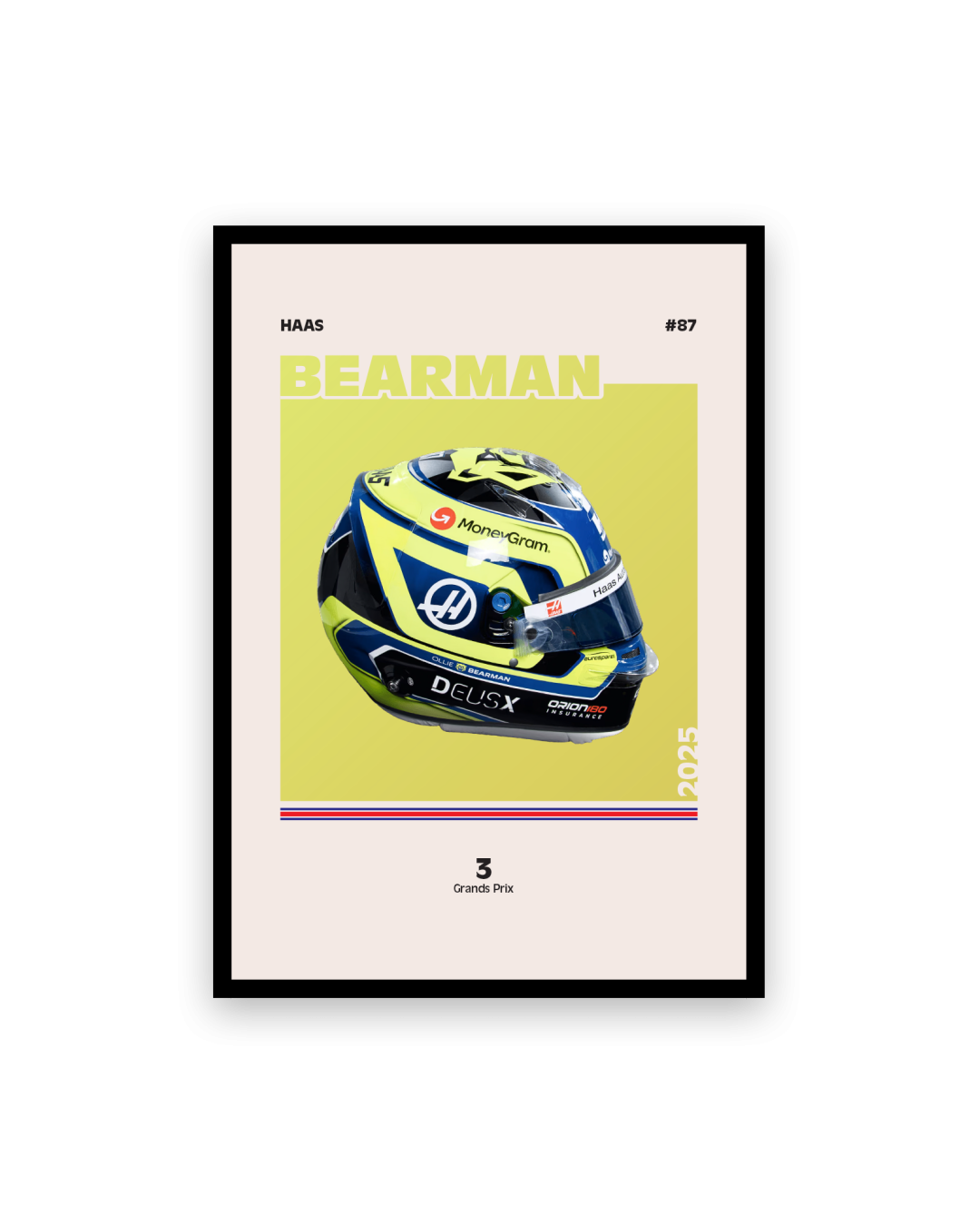 Affiche casque Formule 1 Ollie Bearman Saison 2025 - Canap Club