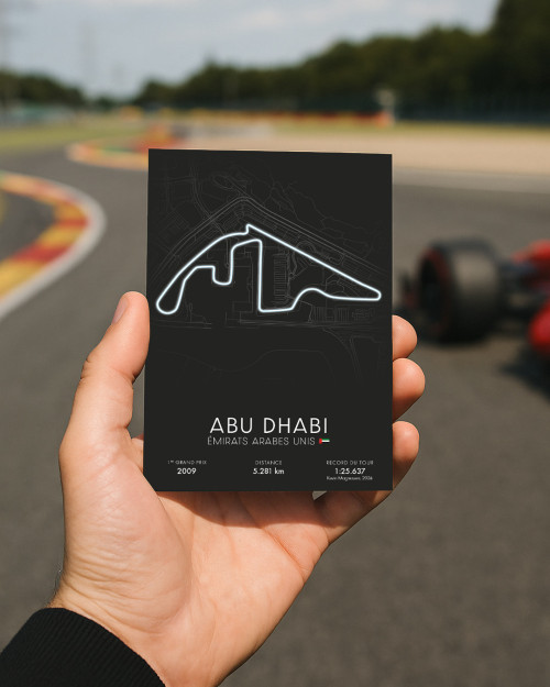 Carte Circuit F1 Abu Dhabi 10x15 cm – Cadeau Fan Formule 1 | Canap Club