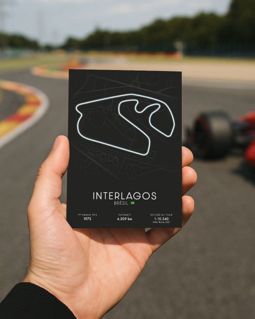 Carte Circuit F1 Interlagos 10x15 cm – Grand Prix du Brésil | Canap Club
