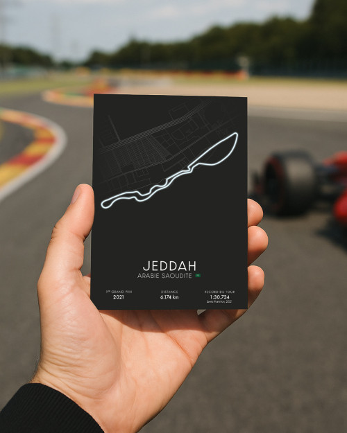 Carte Circuit F1 Jeddah 10x15 cm – Grand Prix d’Arabie Saoudite | Canap Club
