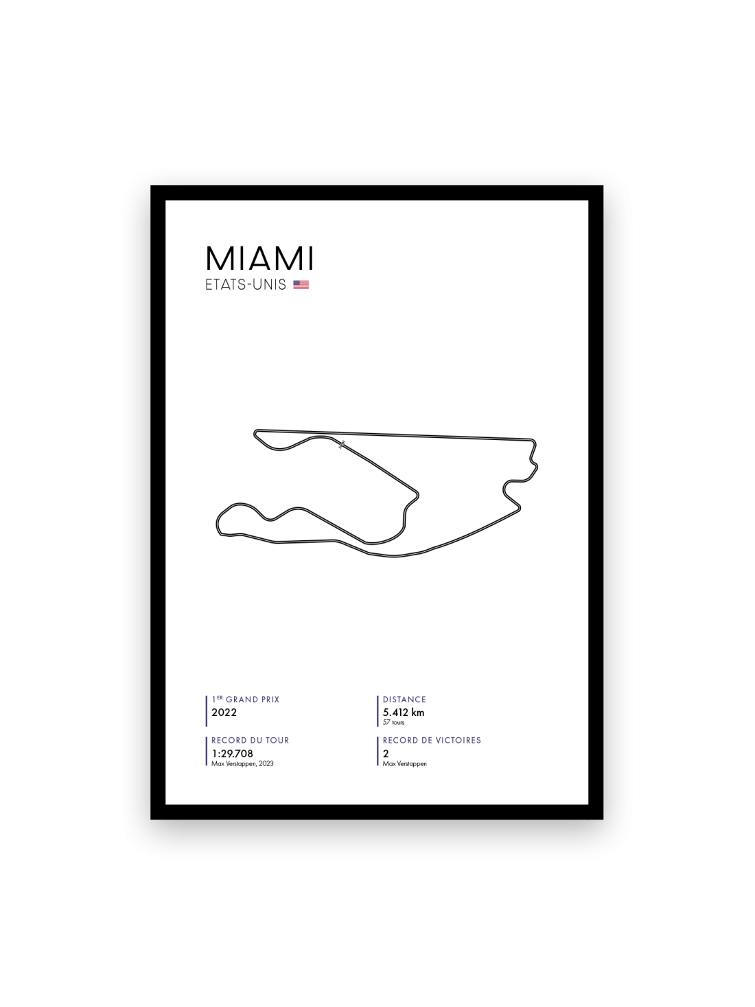 Affiche circuit de Miami - Blanche