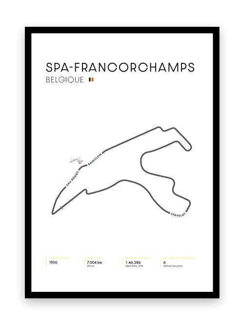 Affiche circuit de Spa-Francorchamps - Blanche